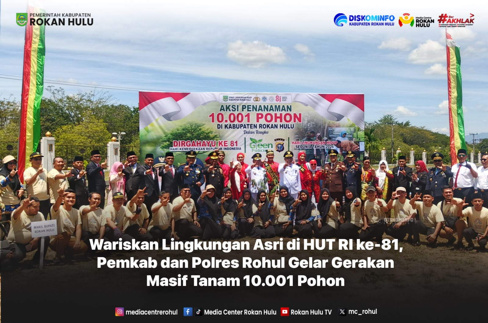 Pemkab dan Polres Rohul Tanam 10.001 Pohon Sambut HUT RI ke-81