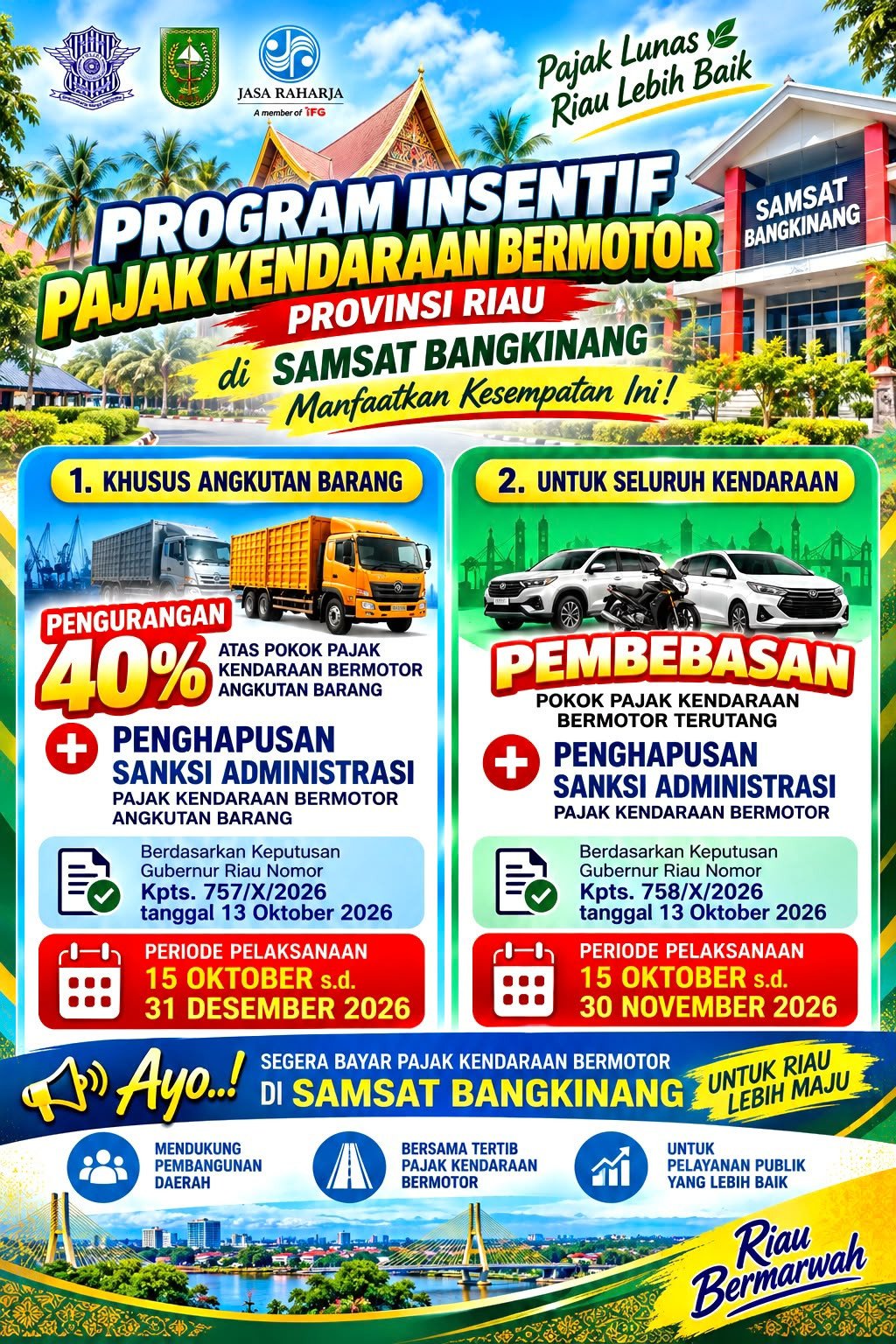 Samsat Bangkinang Imbau Warga Kampar Manfaatkan Insentif Pajak, Tunggakan Dihapus hingga 40 Persen