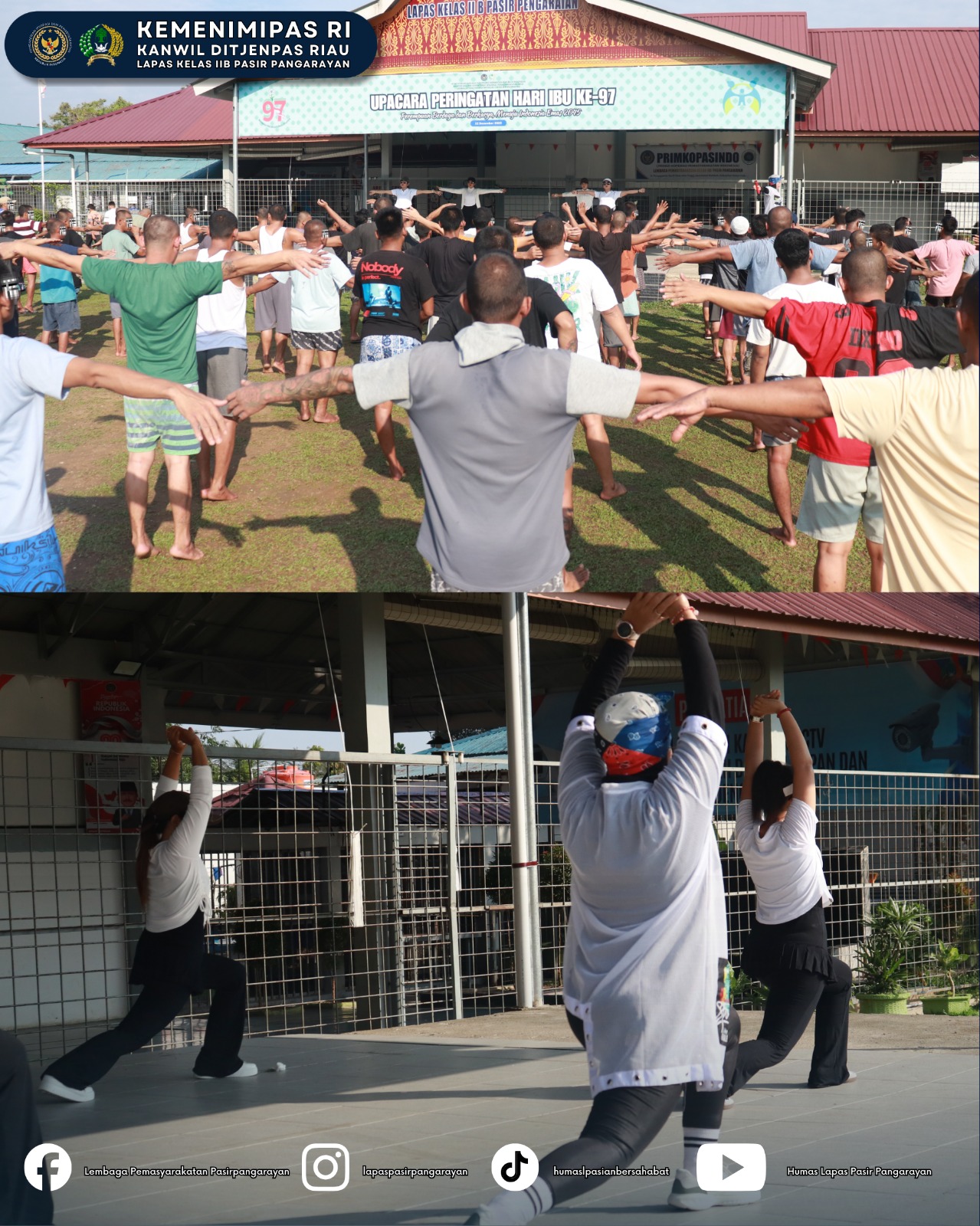 Jaga Kebugaran, Warga Binaan Lapas Pasir Pangaraian Ikuti Senam Rutin di Bawah Pengawasan Petugas