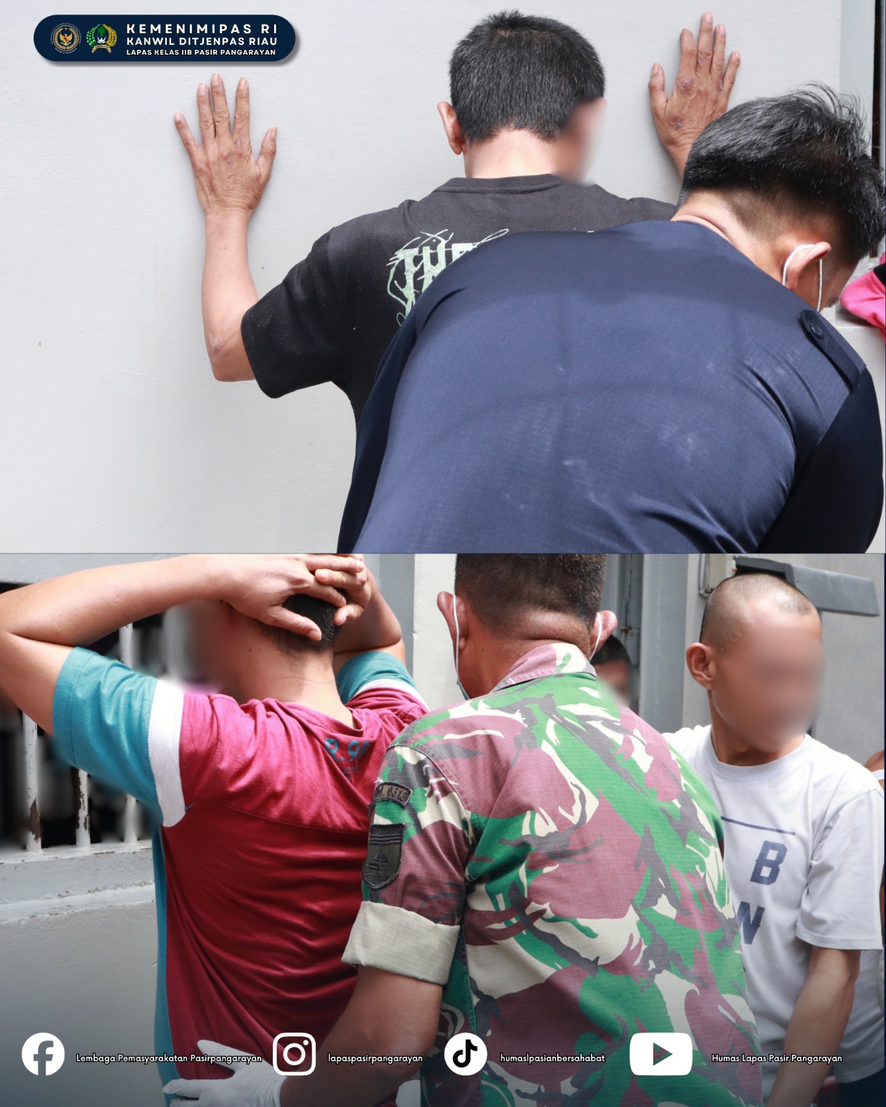 Razia dan Tes Urine Lapas Pasir Pangaraian Gandeng TNI Sambut HBP