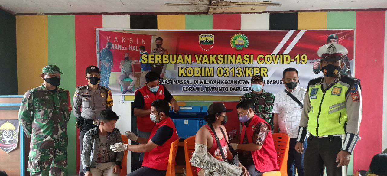 Serbuan Vaksinasi Kodim 0313/KPR Terus di Laksanakan di Rohul