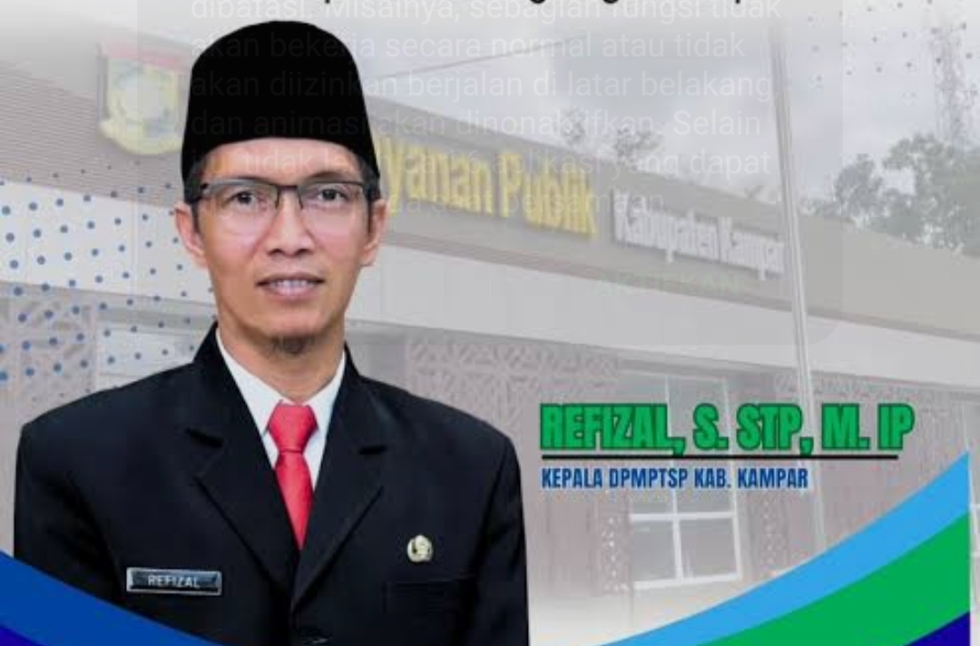 Kepala DPMPTSP Kampar, Refizal  Imbau Agar Segera Membayarkan Retribusi