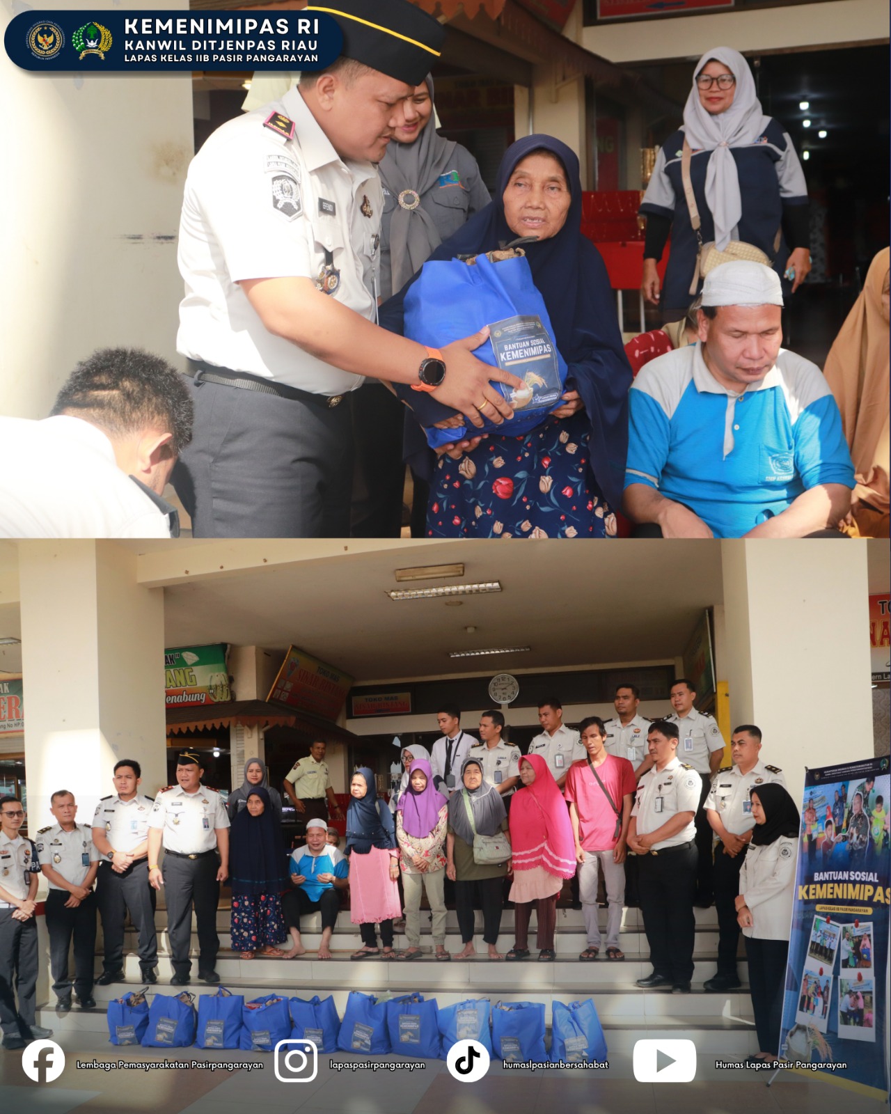 Wujud Kepedulian, Lapas Pasir Pangaraian Salurkan Bantuan Sosial kepada Masyarakat Sekitar