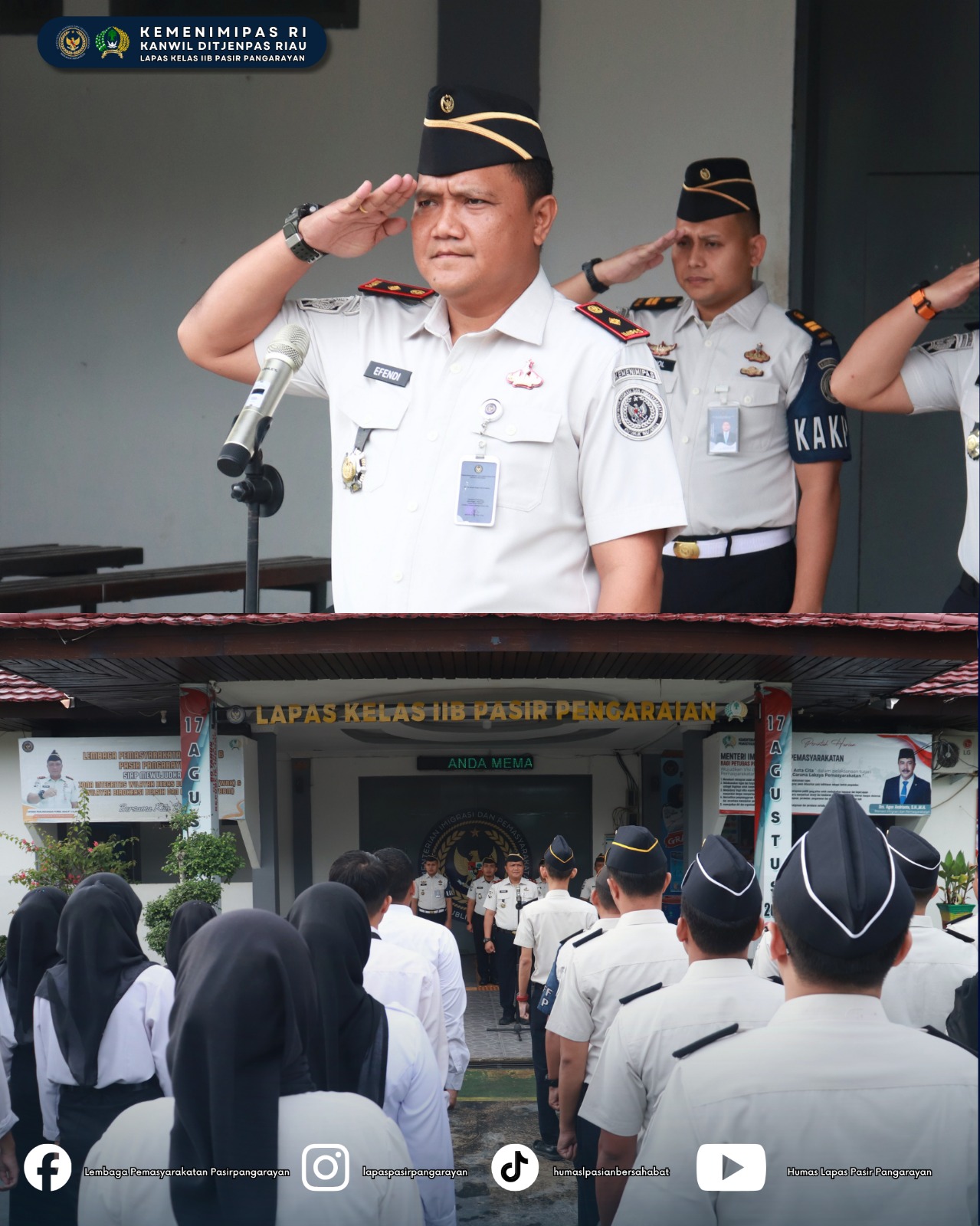 Pimpin Apel Pagi, Kalapas Pasir Pangaraian Berikan Penguatan Agenda Kedinasan kepada Seluruh Pegawai