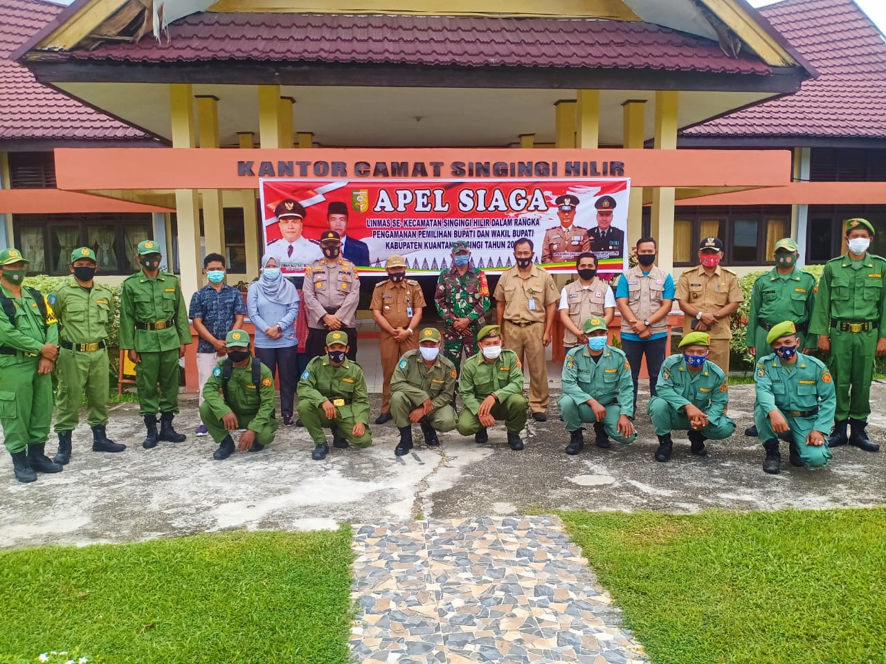 Pengamanan Pilkada 2020, Polsek Singingi Hilir Pimpin Apel Pasukan Satlinmas