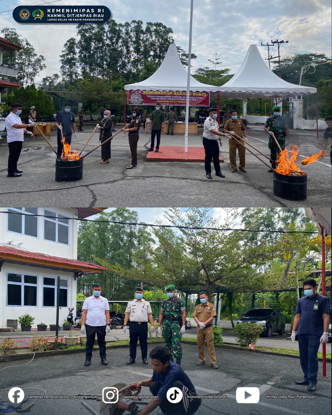 Lapas Pasir Pangaraian Hadiri Kegiatan Pemusnahan Barang Bukti di Kejaksaan Negeri Rokan Hulu