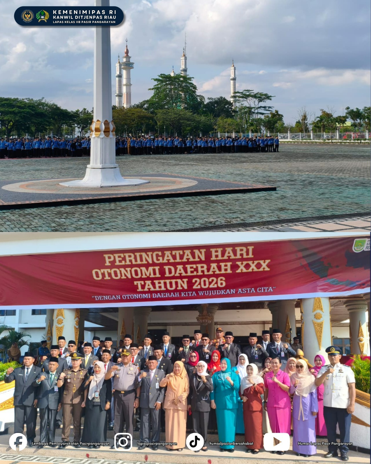 Lapas Pasir Pangarayan Hadiri Upacara Peringatan Hari Otonomi Daerah ke-XXX di Rokan Hulu