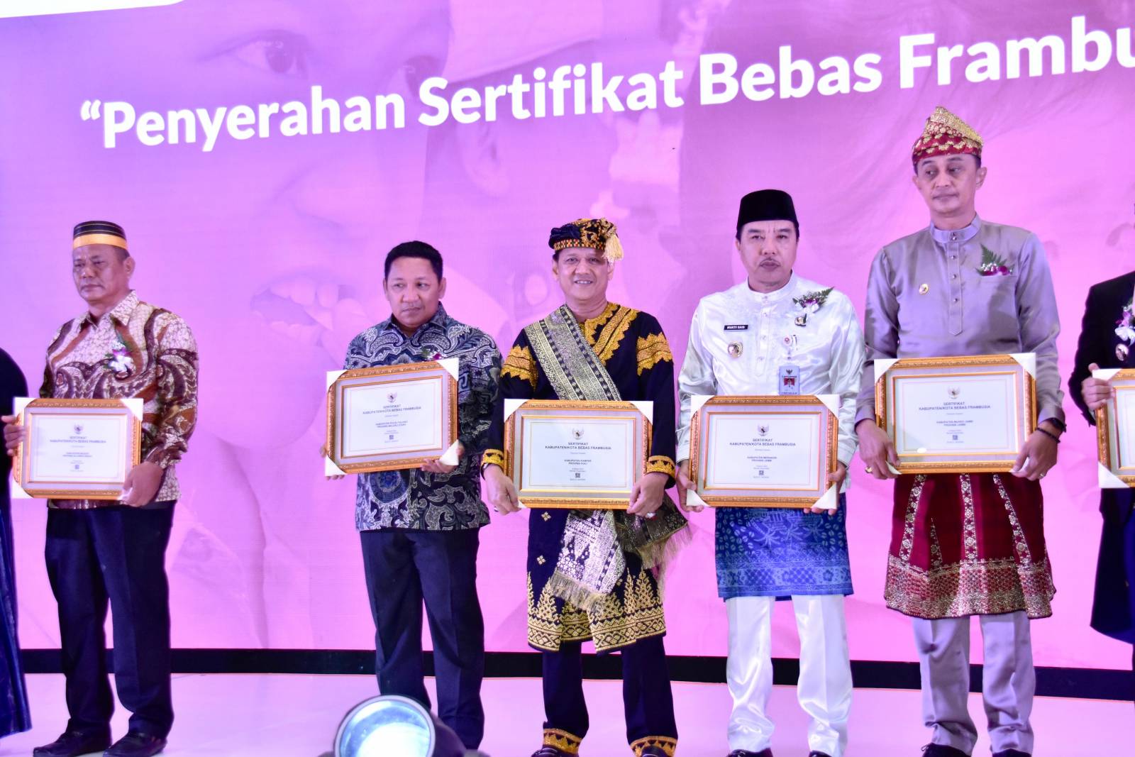 Pj Bupati Kampar Terima Sertifikat Bebas Frambusia Dari Menteri Kesehatan RI
