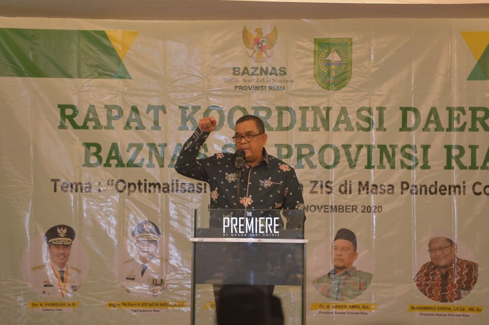Wagubri Buka Rakorda BAZNAS Se-Riau 2020