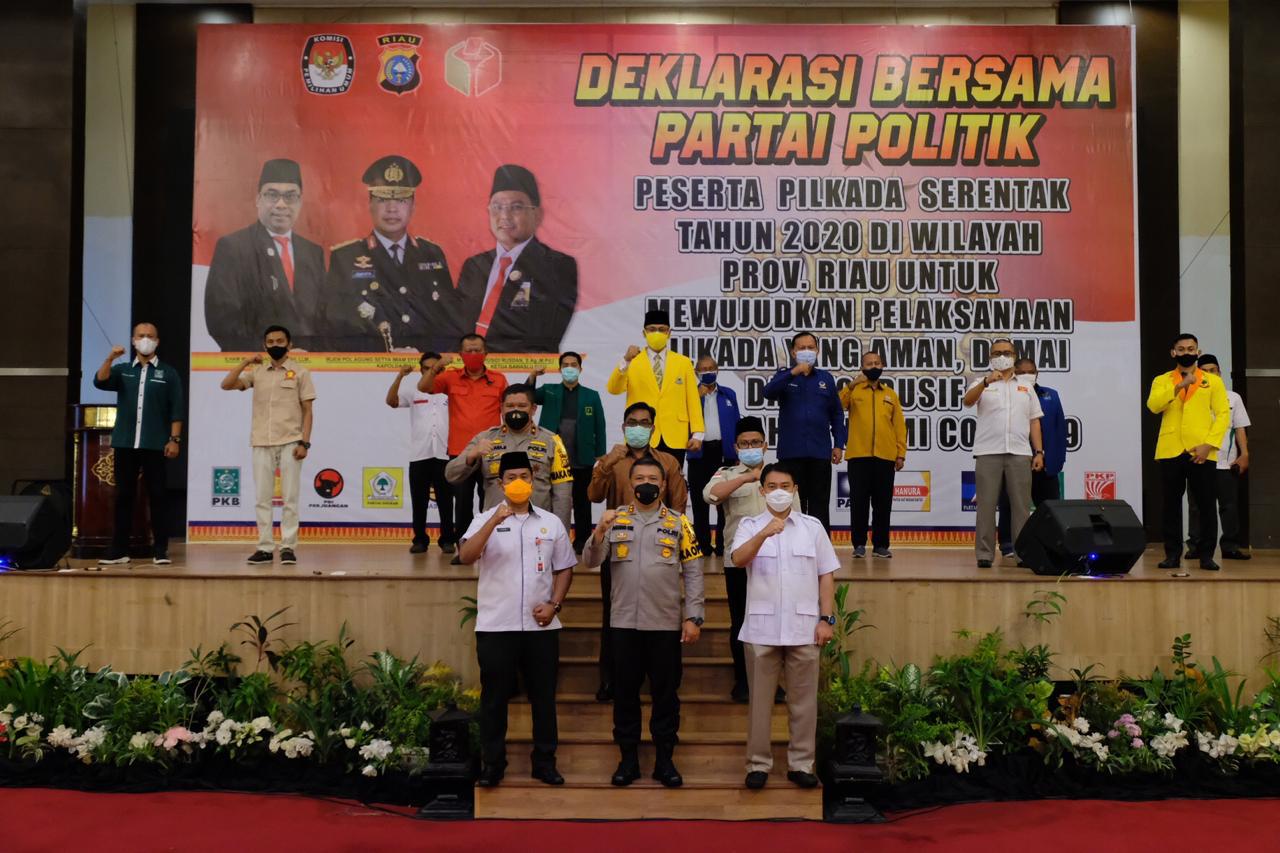 Deklarasikan Pilkada Aman dan Damai Ditengah Pandemi Covid-19, Kapolda Riau Inisiasi Partai Politik