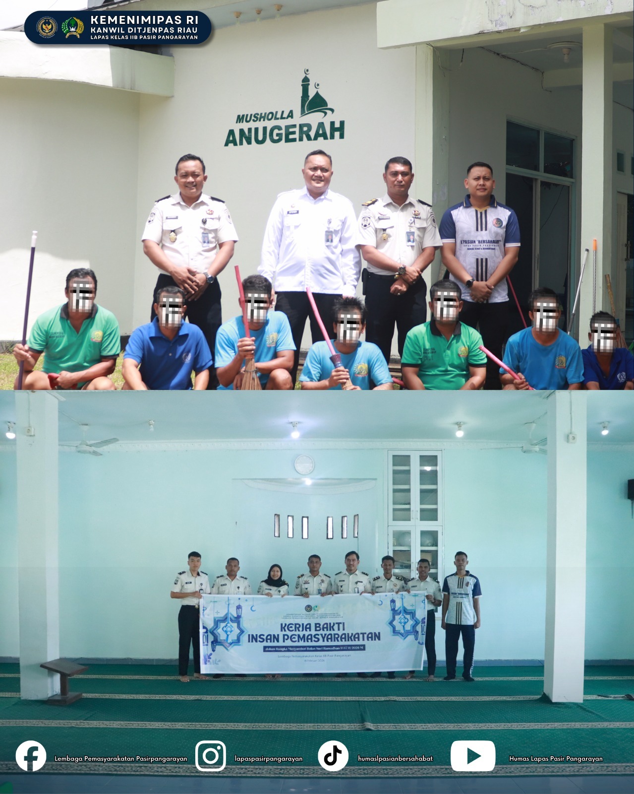 Sambut Ramadan 1447 H, Lapas Pasir Pangarayan Gelar Kerja Bakti di Mushola Anugerah