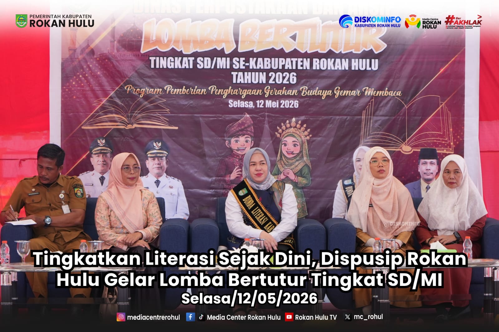 Tingkatkan Literasi Sejak Dini,Dispussip Rokan Hulu Gelar Lomba Bertutur Tingkat SD/MI