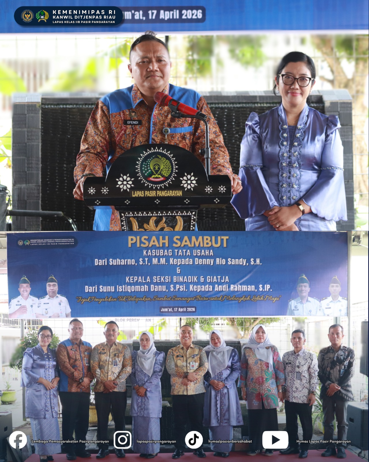 Lapas Pasir Pangaraian Gelar Pisah Sambut, Dorong Kinerja Baru