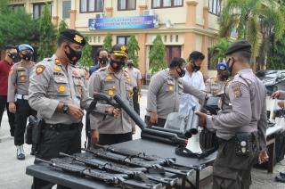 Gelar Mat Log Dan Randis, Polres Siak Siap Amankan Pilkada. Juga Himbau Masyarakat Patuhi Prokes