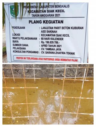 Proyek Dinas Perkimtan Bengkalis Pembangunan Parit Beton, Diduga Sudah Mengalami Keretakan