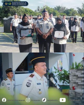 Apel Pagi Lapas Pasir Pangaraian Diwarnai Penghargaan Pegawai Teladan