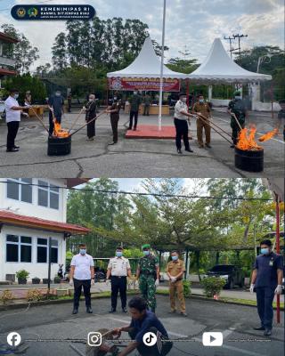 Lapas Pasir Pangaraian Hadiri Kegiatan Pemusnahan Barang Bukti di Kejaksaan Negeri Rokan Hulu