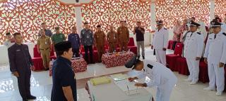 Bupati Sukiman Lantik 7 Kades, Polres Rohul Pastikan Giat Berlangsung Aman